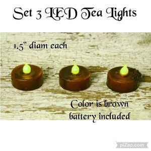 Set 3 LED Tea Light Candles Primitive by‎ YHD